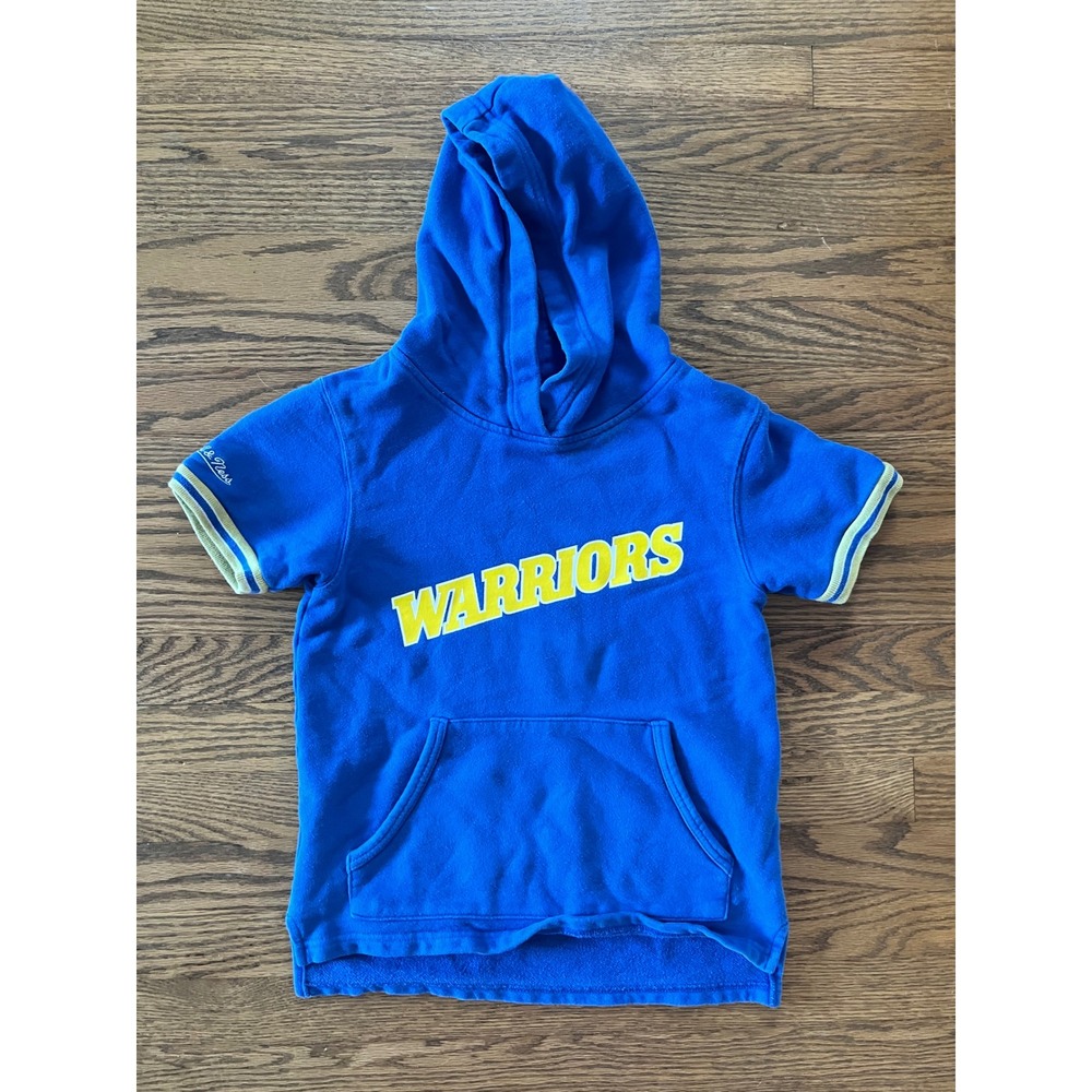 Mitchell & Ness Kids Golden State Warriors Short Sleeve Hoodie Blue Size S 8